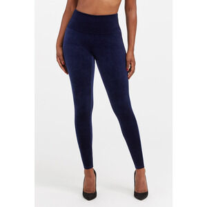 Spanx Velvet Slim Stretch High-Rise Pull-On Shaping Leggings Lapis Night Blue L